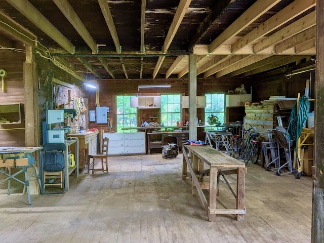 927 Water St, Bennington, VT 05257 - misc room with a workshop area and hardwood / wood-style flooring