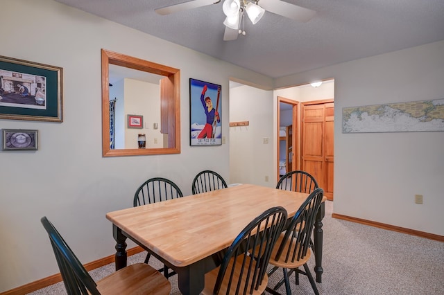 22 Northbrook Cir Unit 12, Conway, NH 03860 - carpeted dining space featuring a ceiling fan, baseboards, and a textured ceiling