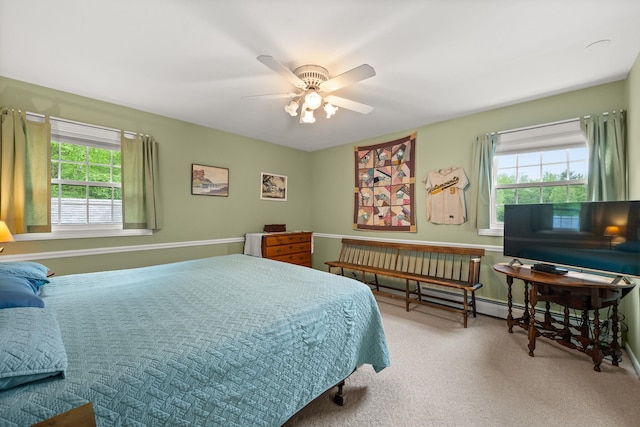 55 Honey Hill Rd, Hinesburg, VT 05461 - bedroom featuring multiple windows, carpet, and a ceiling fan