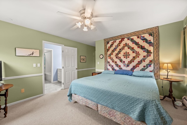 55 Honey Hill Rd, Hinesburg, VT 05461 - carpeted bedroom featuring baseboards, a ceiling fan, and ensuite bathroom