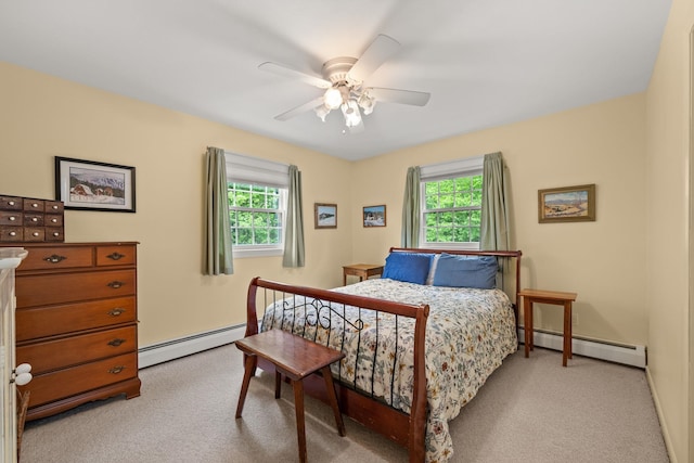 55 Honey Hill Rd, Hinesburg, VT 05461 - bedroom with baseboard heating, light carpet, and multiple windows