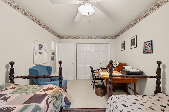 55 Honey Hill Rd, Hinesburg, VT 05461 - bedroom with carpet floors, a closet, and ceiling fan