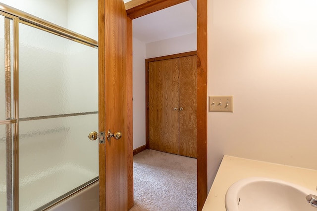 46 Willows Way Unit 5, Peru, VT 05152 - bathroom with enclosed tub / shower combo and vanity