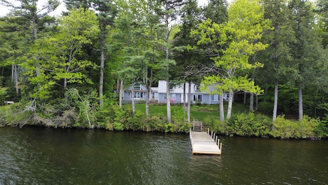 87 Chase Point Rd, Tuftonboro, NH 03853 - dock area with a water view and a yard