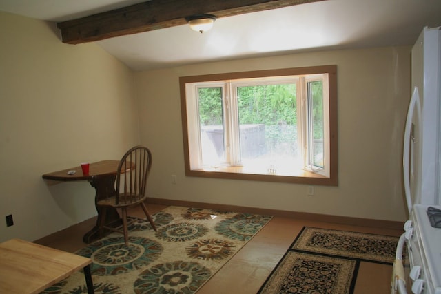 1083 Back Center Rd, Lyndon, VT 05851 - office area featuring beamed ceiling and baseboards
