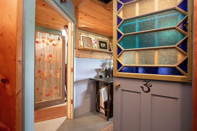 304 Green Bay Loop, Peacham, VT 05862 - bathroom with finished concrete flooring and wooden ceiling
