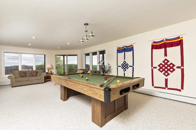 24 N Peak Vlg, Newbury, NH 03255 - playroom featuring pool table, recessed lighting, and a baseboard radiator