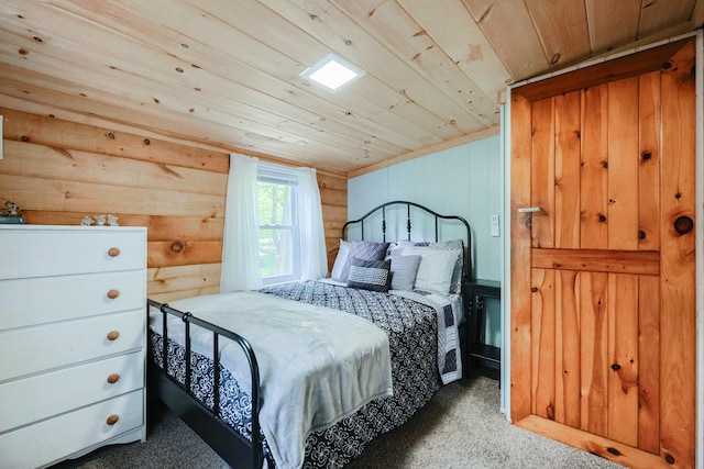 26 Neal Shore Rd, Meredith, NH 03253 - carpeted bedroom featuring wooden ceiling and wooden walls