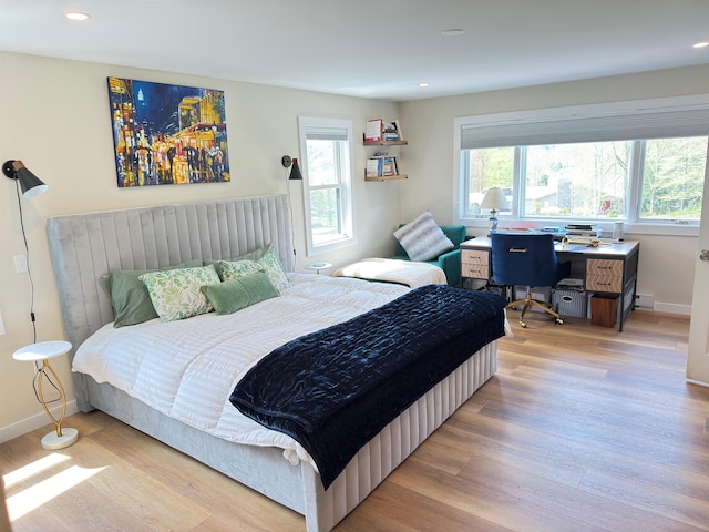 2366 Mountain Rd Unit 3, Stowe, VT 05672 - bedroom with wood finished floors, a desk, recessed lighting, and baseboards