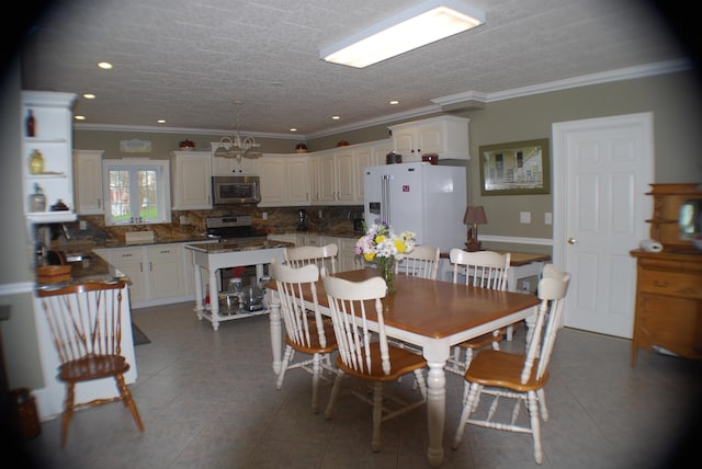 57 Farrants Pt, Newport City, VT 05855 - dining room with crown molding, recessed lighting, and tile patterned flooring