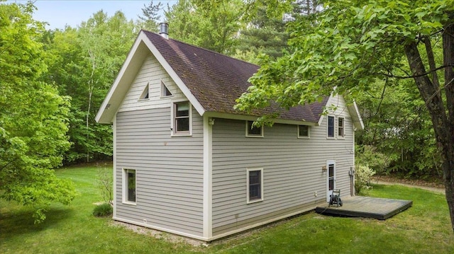 379 Swallow Hill Rd, Pownal, VT 05261 - view of side of property with a deck, a yard, and roof with shingles