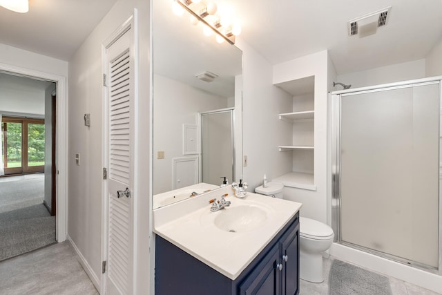 11 Village W Dr Unit 5, Bristol, NH 03222 - bathroom with a closet, vanity, toilet, and a stall shower