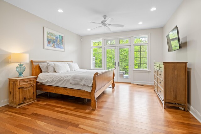 543 Lower Hollow Rd, Dorset, VT 05251 - bedroom with access to outside, multiple windows, light wood-type flooring, and recessed lighting