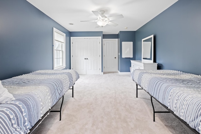 543 Lower Hollow Rd, Dorset, VT 05251 - bedroom featuring light carpet, baseboards, and ceiling fan
