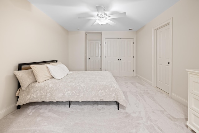 543 Lower Hollow Rd, Dorset, VT 05251 - bedroom with light colored carpet, baseboards, and ceiling fan