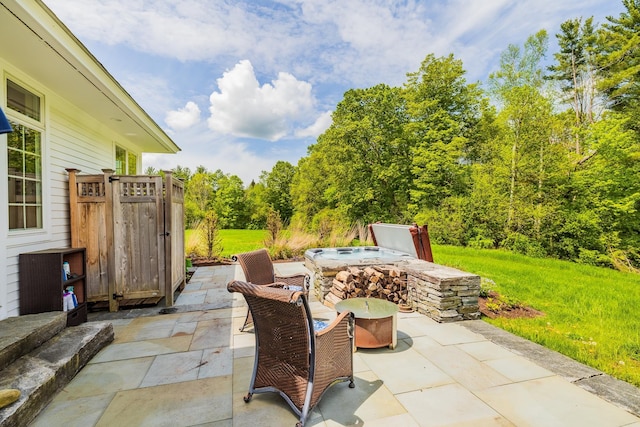 543 Lower Hollow Rd, Dorset, VT 05251 - view of patio / terrace with an outdoor fire pit