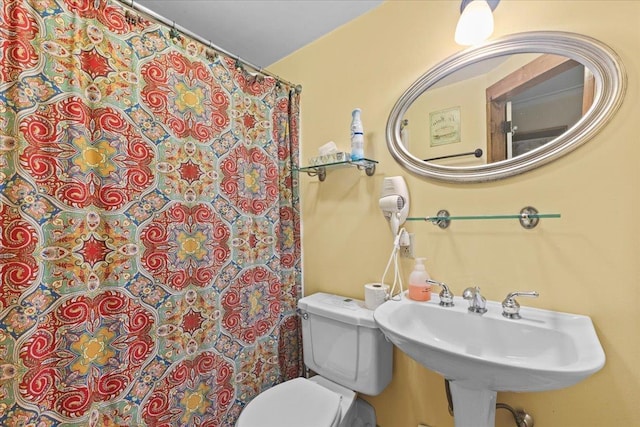 1460 Main St, Waitsfield, VT 05673 - full bathroom featuring toilet, a sink, and a shower with shower curtain
