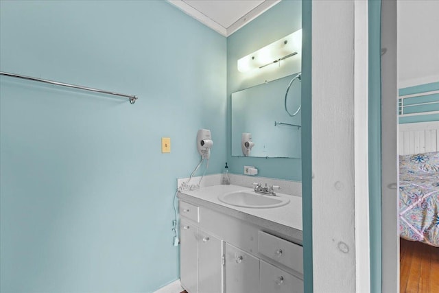 1460 Main St, Waitsfield, VT 05673 - bathroom featuring vanity and ornamental molding