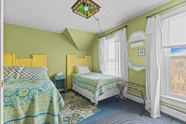 1460 Main St, Waitsfield, VT 05673 - bedroom with a wall mounted air conditioner and a baseboard heating unit