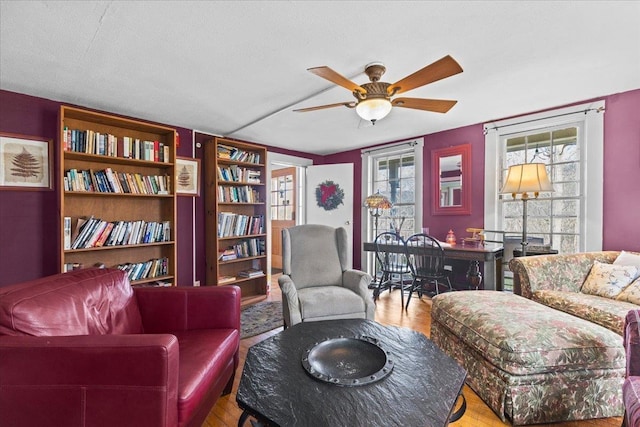 1460 Main St, Waitsfield, VT 05673 - living room featuring wood finished floors and ceiling fan