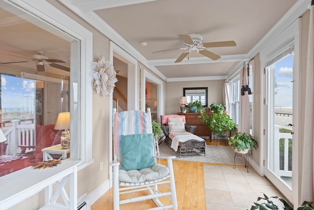 745 Ocean Blvd, Hampton, NH 03842 - sunroom / solarium with hardwood / wood-style flooring, ornamental molding, and baseboards