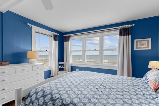 745 Ocean Blvd, Hampton, NH 03842 - bedroom with a water view and ceiling fan
