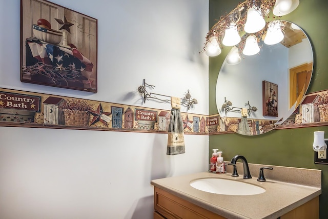 213 Singing Cedars Rd, Orwell, VT 05760 - bathroom with vanity and a chandelier
