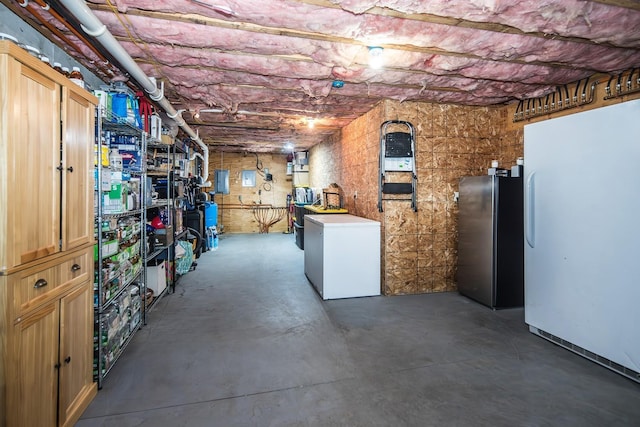 213 Singing Cedars Rd, Orwell, VT 05760 - below grade area featuring freestanding refrigerator and fridge