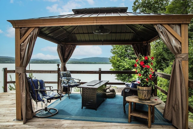 213 Singing Cedars Rd, Orwell, VT 05760 - dock area featuring a gazebo and a deck with water view