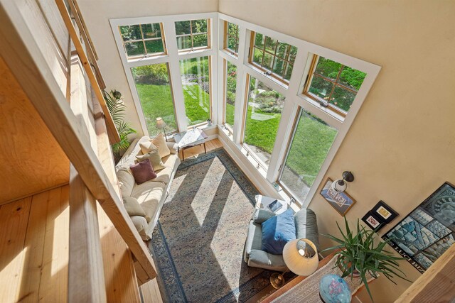 44 Clarksville Rd, Tunbridge, VT 05077 - living area featuring a high ceiling and wood finished floors