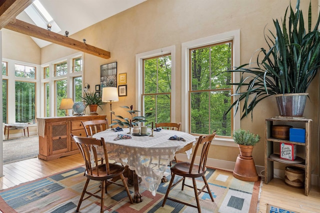 44 Clarksville Rd, Tunbridge, VT 05077 - dining room featuring light wood-type flooring, healthy amount of natural light, and high vaulted ceiling