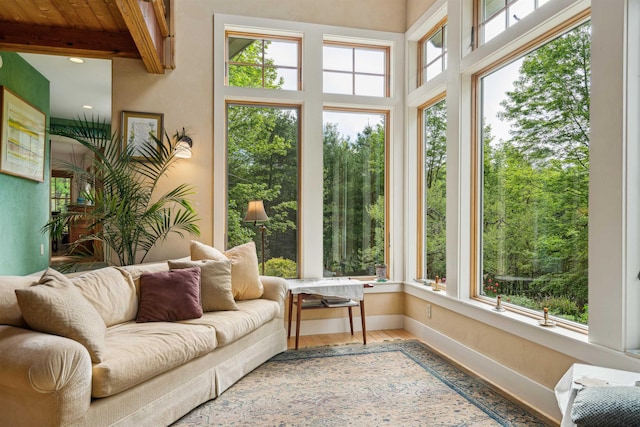 44 Clarksville Rd, Tunbridge, VT 05077 - sunroom / solarium featuring beam ceiling, wood finished floors, and baseboards