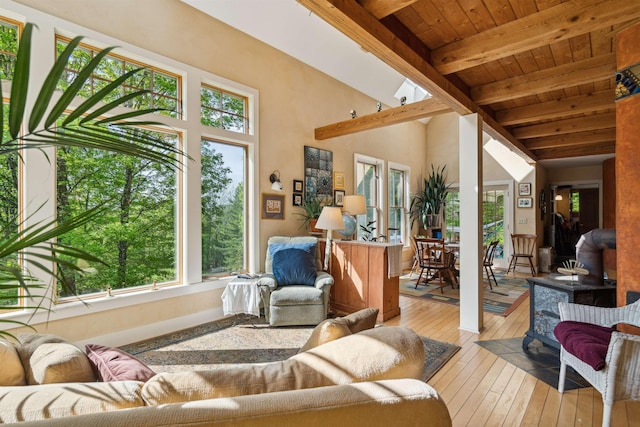 44 Clarksville Rd, Tunbridge, VT 05077 - living room featuring wood ceiling and hardwood / wood-style flooring