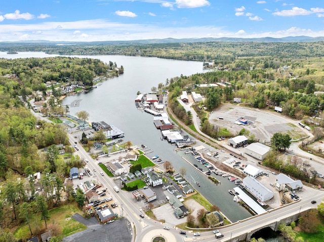 280 Sterling Dr, Laconia, NH 03246 - aerial overview of property's location with a large body of water and a heavily wooded area
