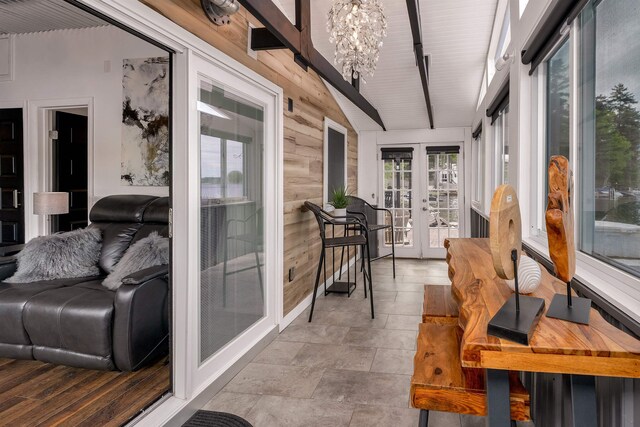 556 Weirs Blvd Unit 4, Laconia, NH 03246 - sunroom with french doors and a chandelier