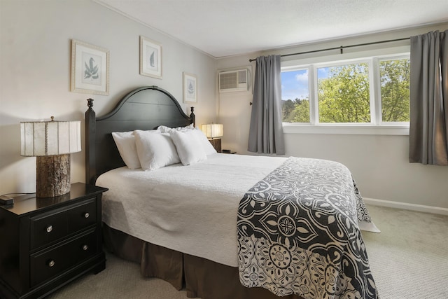 6049 Mountain Rd Unit 20, Stowe, VT 05672 - carpeted bedroom with an AC wall unit and baseboards