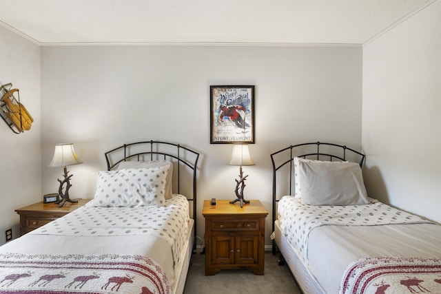 6049 Mountain Rd Unit 20, Stowe, VT 05672 - bedroom featuring ornamental molding and light colored carpet