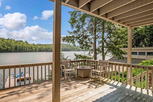 75 Westwood Rd, Sunapee, NH 03782 - wooden deck with a water view and a forest view