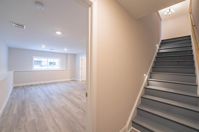 153 Ann Marie Ln, Colchester, VT 05446 - stairs with wood finished floors, baseboards, a chandelier, and recessed lighting