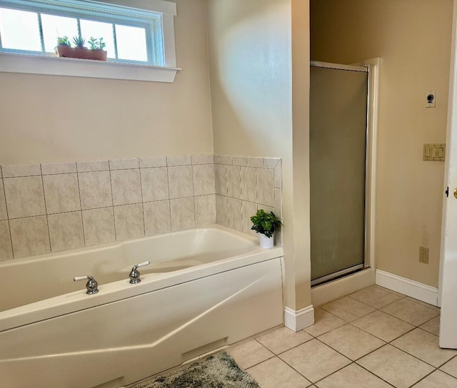 1 Stannard Dr, Essex, VT 05452 - full bath featuring a garden tub, tile patterned floors, a shower stall, and baseboards