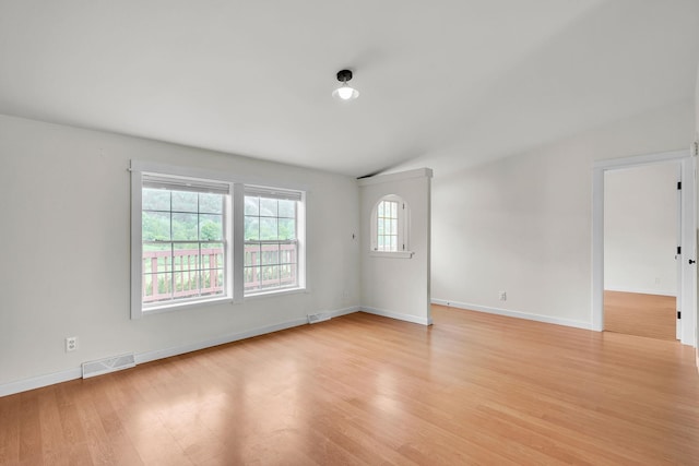 2547 River Rd, Moretown, VT 05602 - spare room featuring light wood-type flooring, baseboards, and lofted ceiling