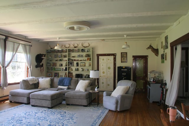 2884 Tampico Rd, Danville, VT 05828 - living room with beamed ceiling and hardwood / wood-style flooring