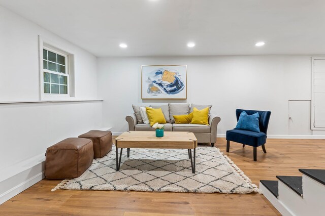 65 Sanborn St, Laconia, NH 03246 - living room featuring wood finished floors, recessed lighting, and baseboards