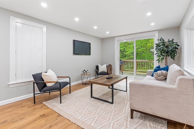65 Sanborn St, Laconia, NH 03246 - living room with recessed lighting, light wood finished floors, and baseboards