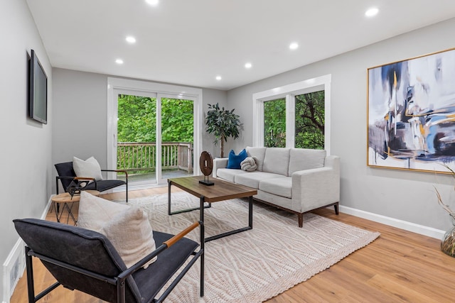 65 Sanborn St, Laconia, NH 03246 - living area featuring light wood-style flooring, recessed lighting, and baseboards