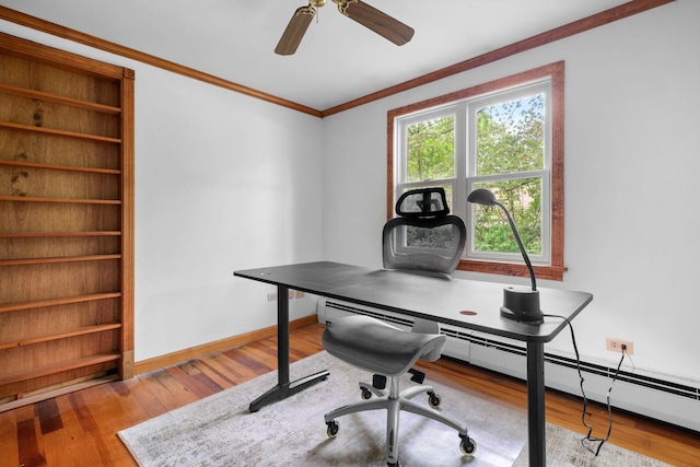 28 Joslin Rd, Swanzey, NH 03431 - office space with hardwood / wood-style floors, crown molding, baseboards, and ceiling fan