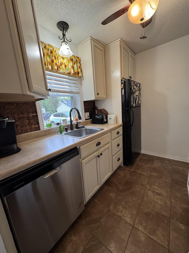 11 Modena Dr Unit 11, Concord, NH 03303 - kitchen featuring dishwasher, freestanding refrigerator, a sink, light countertops, and ceiling fan