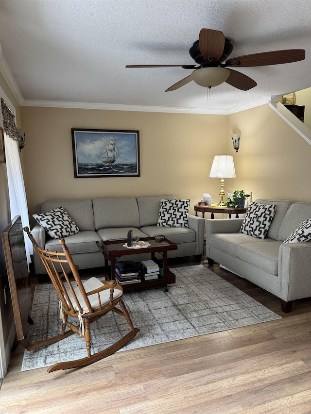11 Modena Dr Unit 11, Concord, NH 03303 - living area featuring wood finished floors, ornamental molding, ceiling fan, and a textured ceiling