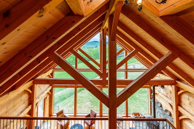 938 Stigers Rd, Andover, VT 05143 - detailed view of wood ceiling with exposed beams