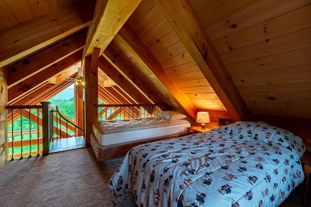 938 Stigers Rd, Andover, VT 05143 - bedroom with access to outside, wood ceiling, and carpet